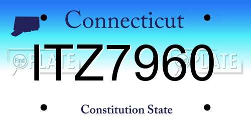 ITZ7960 Connecticut License Plate