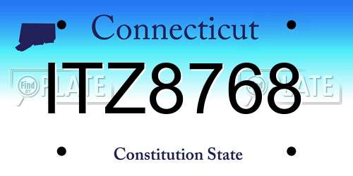ITZ8768 Connecticut License Plate