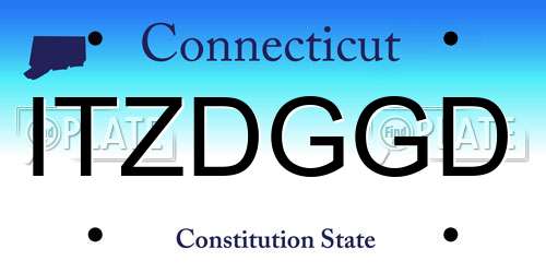 ITZDGGD Connecticut License Plate