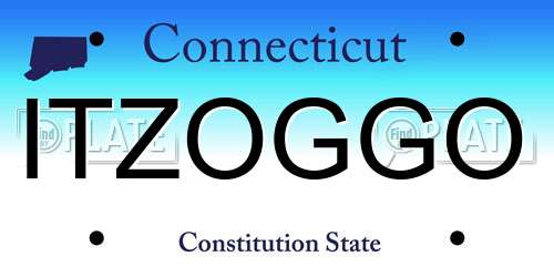 ITZOGGO Connecticut License Plate