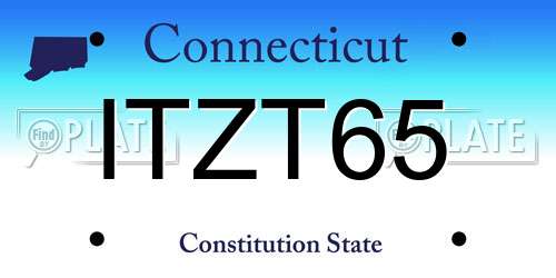 ITZT65 Connecticut License Plate
