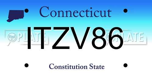 ITZV86 Connecticut License Plate