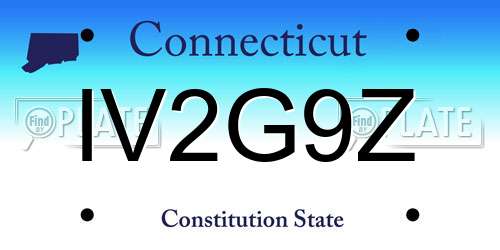 IV2G9Z Connecticut License Plate