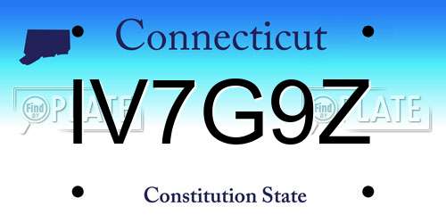 IV7G9Z Connecticut License Plate