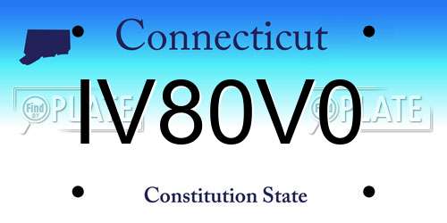 IV80V0 Connecticut License Plate
