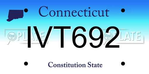 IVT692 Connecticut License Plate
