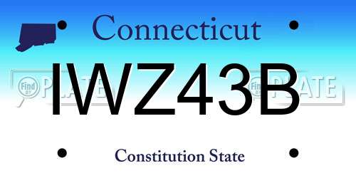 IWZ43B Connecticut License Plate