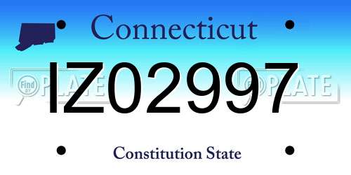 IZ02997 Connecticut License Plate