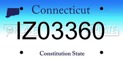 IZ03360 Connecticut License Plate
