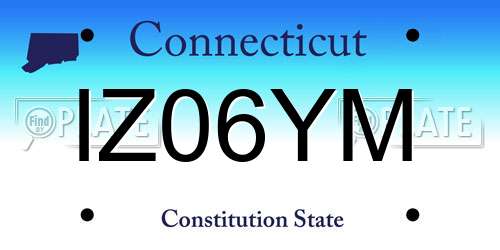 IZ06YM Connecticut License Plate