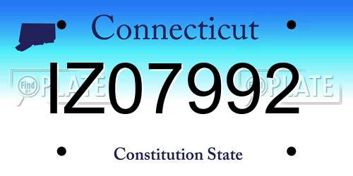 IZ07992 Connecticut License Plate