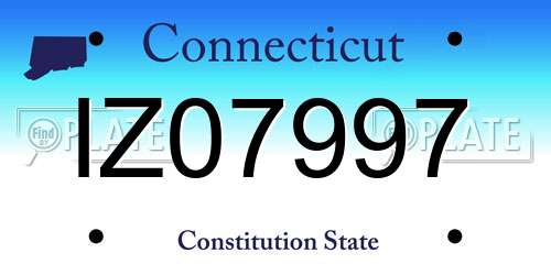 IZ07997 Connecticut License Plate