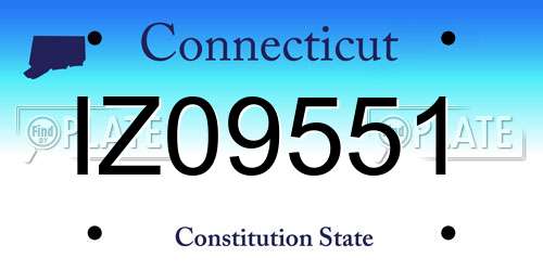 IZ09551 Connecticut License Plate