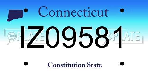 IZ09581 Connecticut License Plate