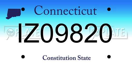 IZ09820 Connecticut License Plate
