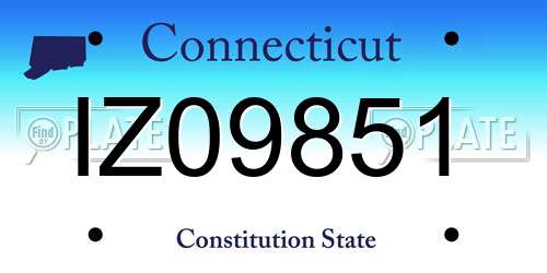 IZ09851 Connecticut License Plate