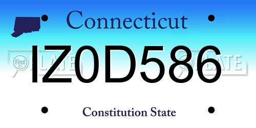 IZ0D586 Connecticut License Plate