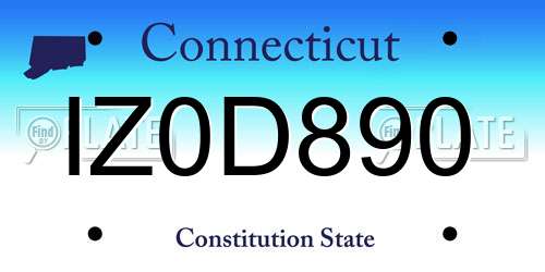 IZ0D890 Connecticut License Plate