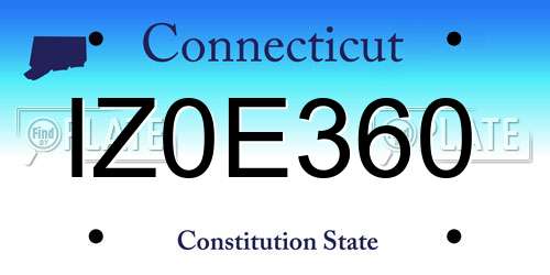 IZ0E360 Connecticut License Plate