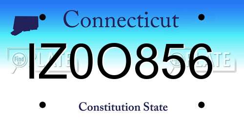 IZ0O856 Connecticut License Plate