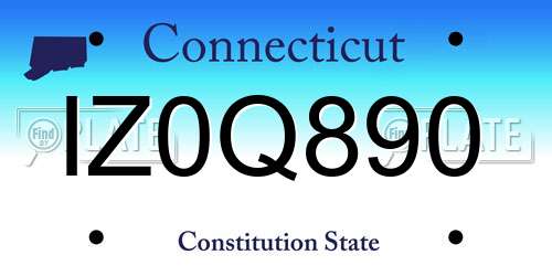 IZ0Q890 Connecticut License Plate