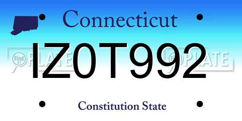 IZ0T992 Connecticut License Plate