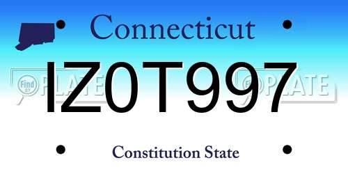IZ0T997 Connecticut License Plate