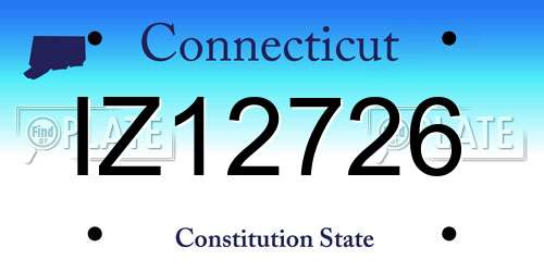 IZ12726 Connecticut License Plate