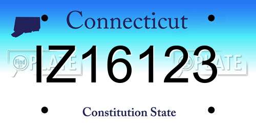 IZ16123 Connecticut License Plate