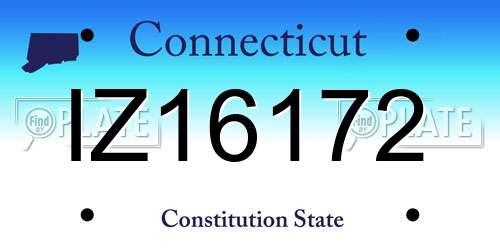 IZ16172 Connecticut License Plate