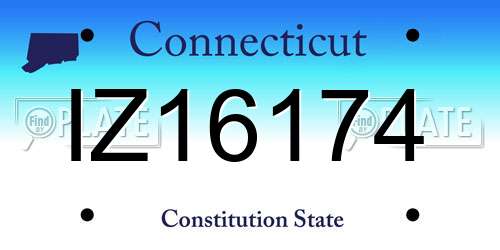 IZ16174 Connecticut License Plate