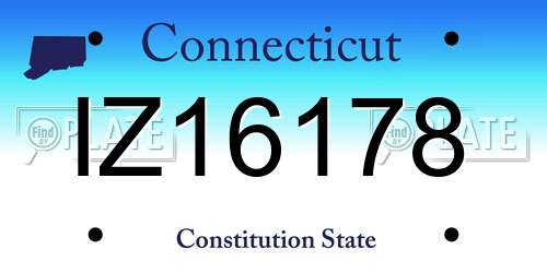 IZ16178 Connecticut License Plate