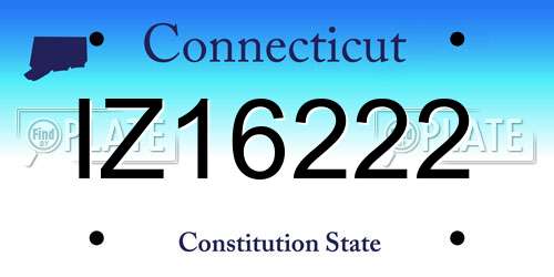 IZ16222 Connecticut License Plate
