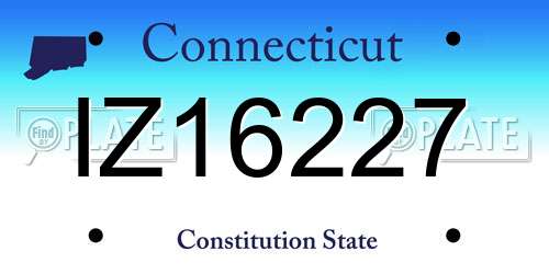 IZ16227 Connecticut License Plate