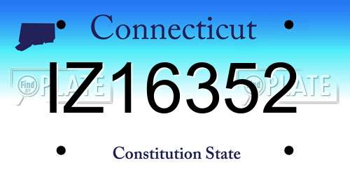IZ16352 Connecticut License Plate