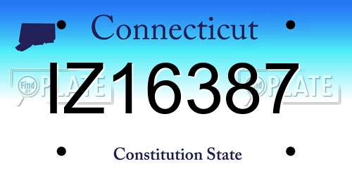 IZ16387 Connecticut License Plate