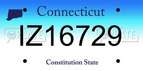 IZ16729 Connecticut License Plate