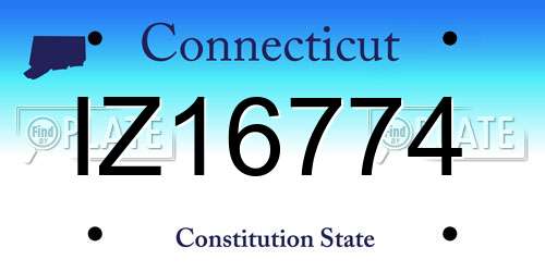 IZ16774 Connecticut License Plate