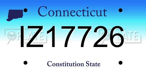 IZ17726 Connecticut License Plate