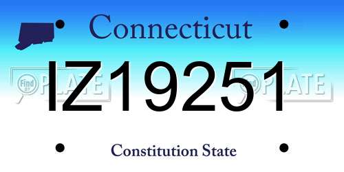 IZ19251 Connecticut License Plate