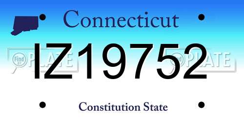 IZ19752 Connecticut License Plate