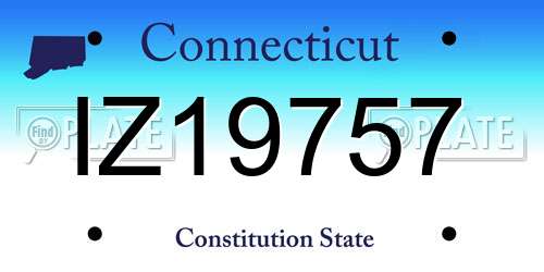 IZ19757 Connecticut License Plate