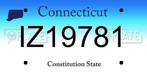 IZ19781 Connecticut License Plate