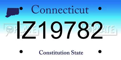 IZ19782 Connecticut License Plate