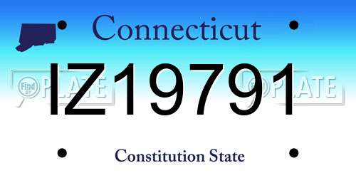 IZ19791 Connecticut License Plate