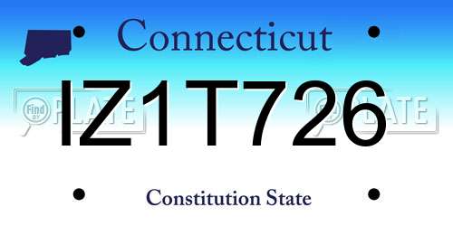 IZ1T726 Connecticut License Plate