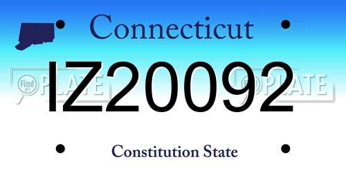 IZ20092 Connecticut License Plate