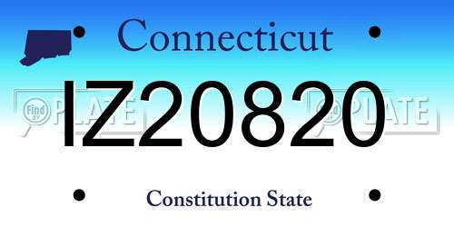 IZ20820 Connecticut License Plate