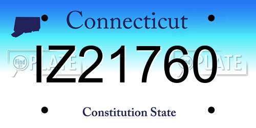 IZ21760 Connecticut License Plate