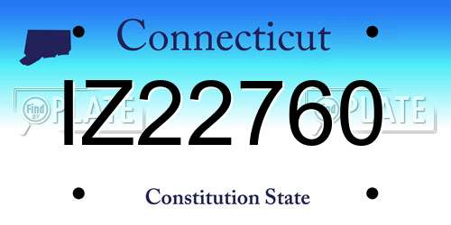 IZ22760 Connecticut License Plate